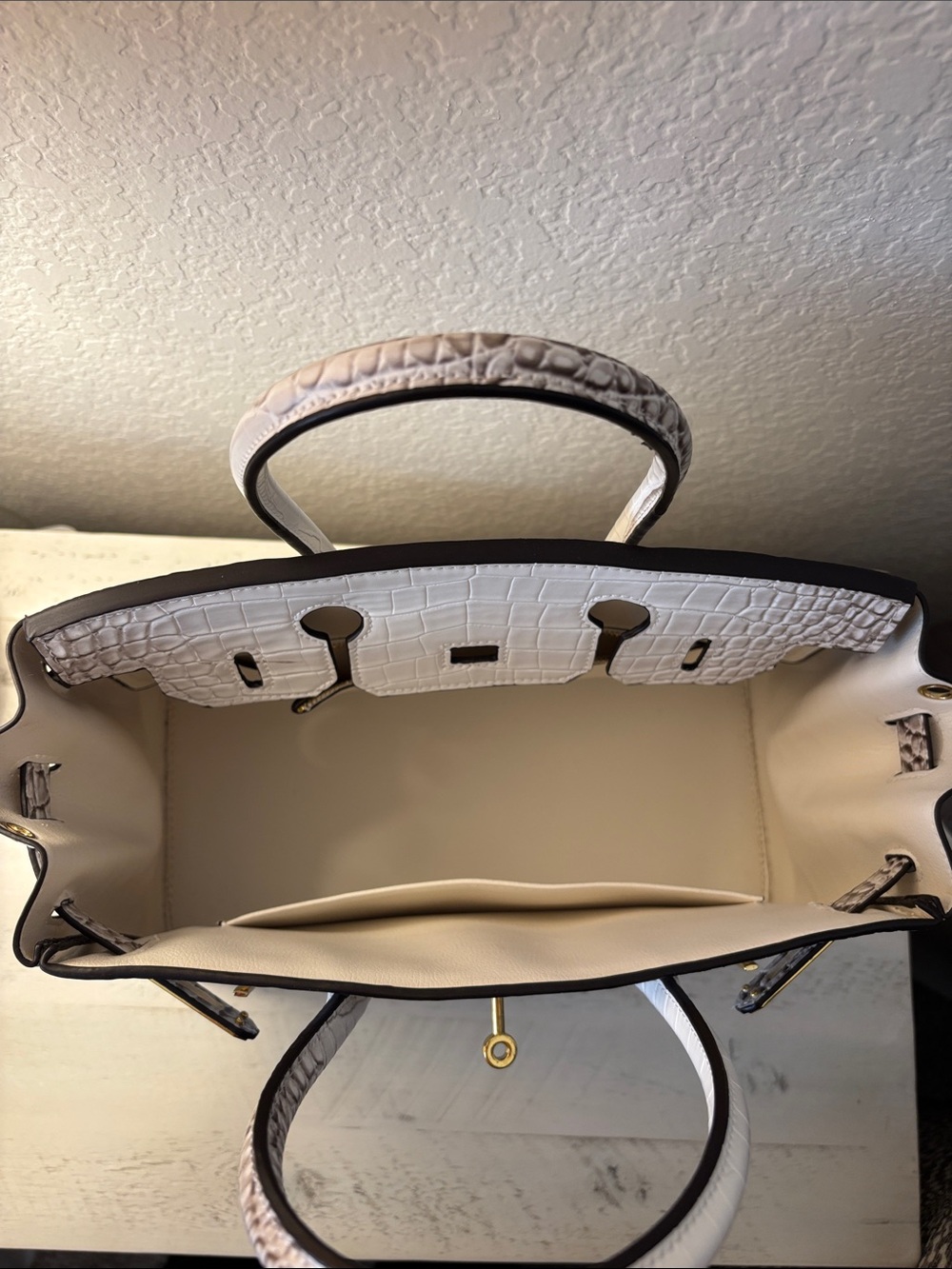 White Grey Inspired Faux Leather Fashion Bag Tote Satchel Detachable Adj strap - Picture 4 of 16